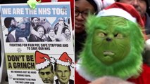 Grinch delivers Christmas card to Health Secretary on behalf of striking NHS staff
