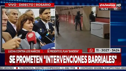 Patricia Bullrich: "Vamos aumentar un 25% los efectivos federales en Rosario"