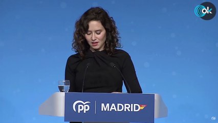Ayuso en la cena de Navidad del PP de Madrid: "Sánchez necesita el agravio y la división de España"