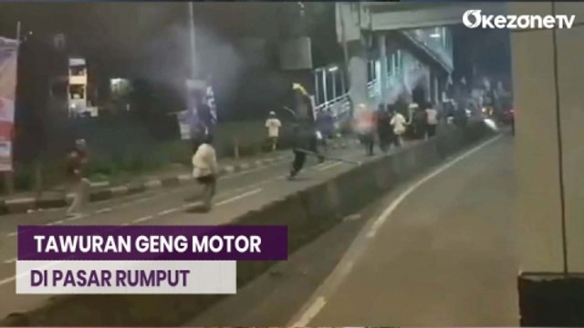 Mencekam! Tawuran Dua Kelompok Geng Motor Pecah di Pasar Rumput