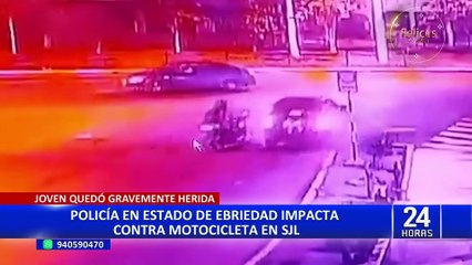 San Juan de Lurigancho: policía en estado de ebriedad impacta contra motocicleta