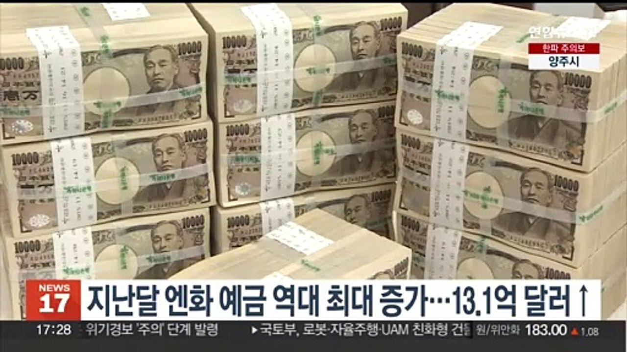 지난달 엔화 예금 역대 최대 증가…13.1억 달러↑