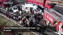 Kuzey Marmara Otoyolu'nda feci kaza... TIR ile otomobil çarpıştı: 6 yaralı