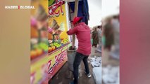 Hindistan usulü dondurma yapımı ağızları açık bıraktı