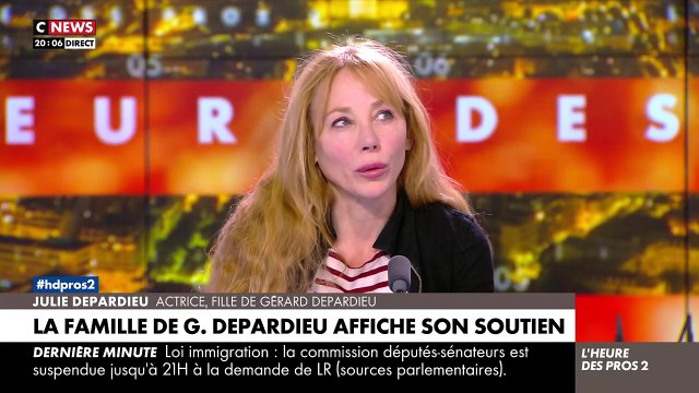 Julie Depardieu défend son père Gérard Depardieu sur le plateau de L'Heure des pros