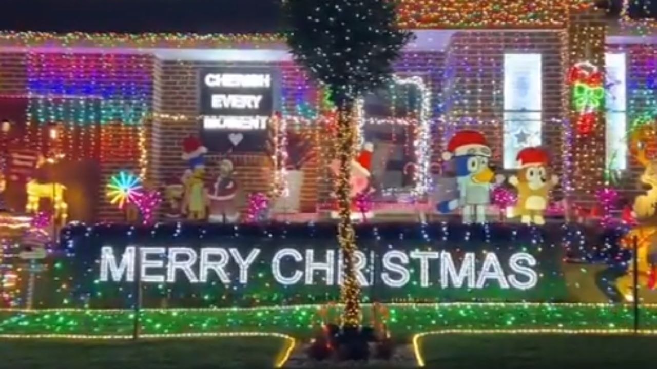 A glimpse of a house fully adorned with Christmas Lights *Christmas Celebration*