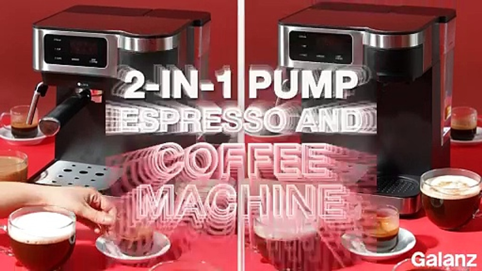 Galanz 2-in-1 Pump Espresso Machine & Single Serve Coffee Maker