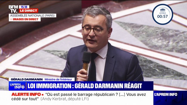 Loi immigration: Vous avez rejeté dans les bras du Sénat, le texte que vous n'avez pas voulu étudier , déclare Gérald Darmanin à Andy Kerbat, député LFI