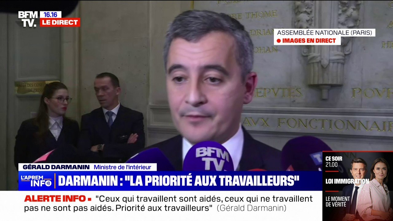 Loi Immigration: "Chacun vote en son âme et conscience" réagit Gérald Darmanin à propos des élus de la majorité qui ne souhaitent pas voter le texte