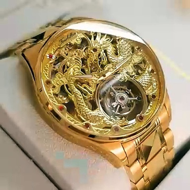 OUPINKE Tourbillon Automatic Men's Watch Skeleton Gold Watch Sapphire Ruby Luxury Wristwatch Waterproof Men's Mechanical Watch