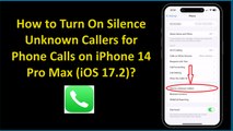 How to Turn On Silence Unknown Callers for Phone Calls on iPhone 14 Pro Max (iOS 17.2)?