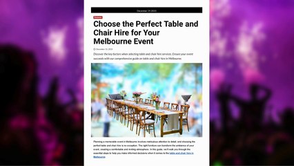 Perfect Table and Chair Hire in Melbourne