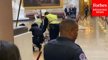 JUST IN: Pro-Ceasefire Protesters Leave Children's Shoes Around The Capitol Rotunda