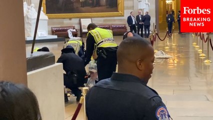JUST IN: Pro-Ceasefire Protesters Leave Children's Shoes Around The Capitol Rotunda