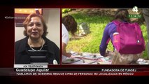 Guadalupe Aguilar habla sobre la reducción de personas desaparecidas en el censo federal