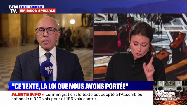 Loi immigration: Ce texte est celui que nous avons installé , affirme Éric Ciotti (président des Républicains)