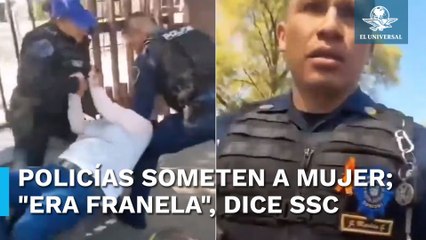 Policías someten y jalonean a mujer en MH; una más fue golpeada