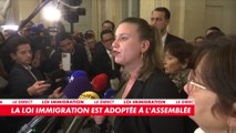 Mathilde Panot, la présidente du groupe de la France Insoumise à l'Assemblée nationale, réagit à l'adoption définitive du projet de loi immigration par le Parlement