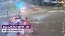 Detik-Detik Mobil Terobos Lampu Merah di BSD Tabrak 4 Pemotor