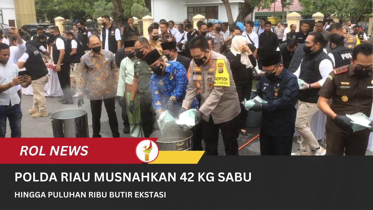 Polda Riau Musnahkan 42 Kg Sabu Hingga Puluhan Ribu Butir Ekstasi