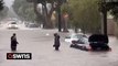 Video shows cars submerged and residents wading through floodwater in Santa Barbara