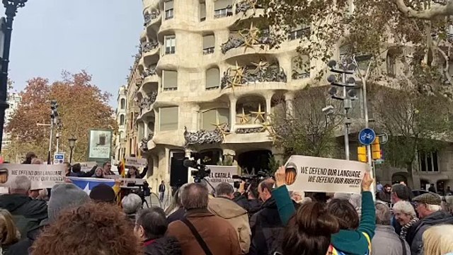 Manifestación de la ANC a las puertas de la Oficina del Parlamento Europeo en Barcelona.
