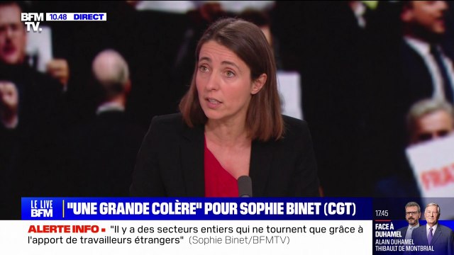 Pour Sophie Binet (CGT), la loi immigration tire les droits de tous les travailleurs vers le bas