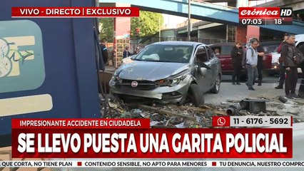 Impresionante accidente en Ciudadela: se llevó puesta una garita policial