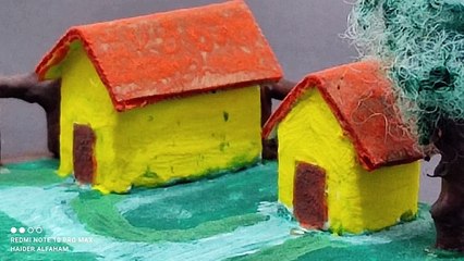 فن الديوراما _ مجسمات مصغرة لبيوت ريفية بحجم 5 سم مصنوعة من الكارتون حجم البيت 1 سم(720P_HD)_2