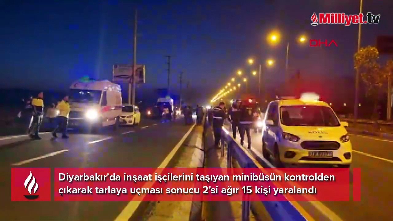 Diyarbakır'da inşaat işçilerini taşıyan minibüs tarlaya uçtu