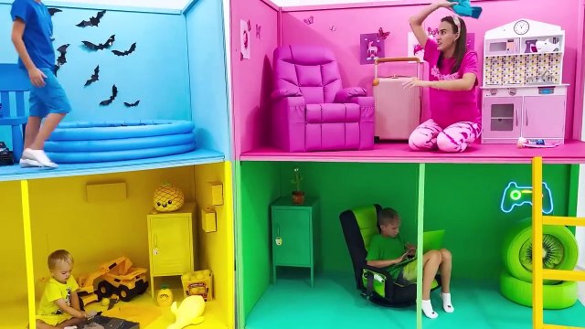 Vlad and Niki four-color playhouse challenge and many fun stories for children