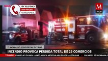 Incendio en mercado  de Tlaxcala deja pérdidas totales de decenas de locales