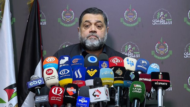 مؤتمر صحفي للقيادي في حركة حماس أسامة حمدان