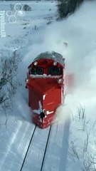 Awesome powerful train snow plow removal