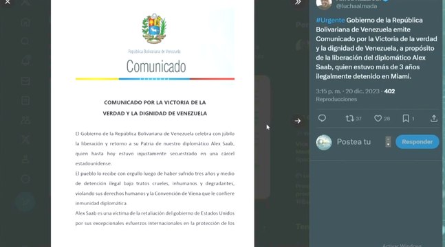 Gobierno de Venezuela anuncia liberación del diplomático Alex Saab