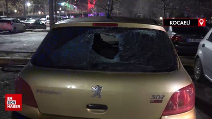Kocaeli'de açık otoparktaki 35 aracın camını kırdı