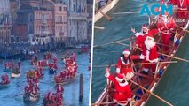 Santas swap sleighs for gondolas in annual Christmas regatta
