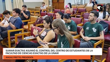 下载视频: Sumar Exactas asumió el control del Centro de Estudiantes de la Facultad de Ciencias Exactas de la UNAM