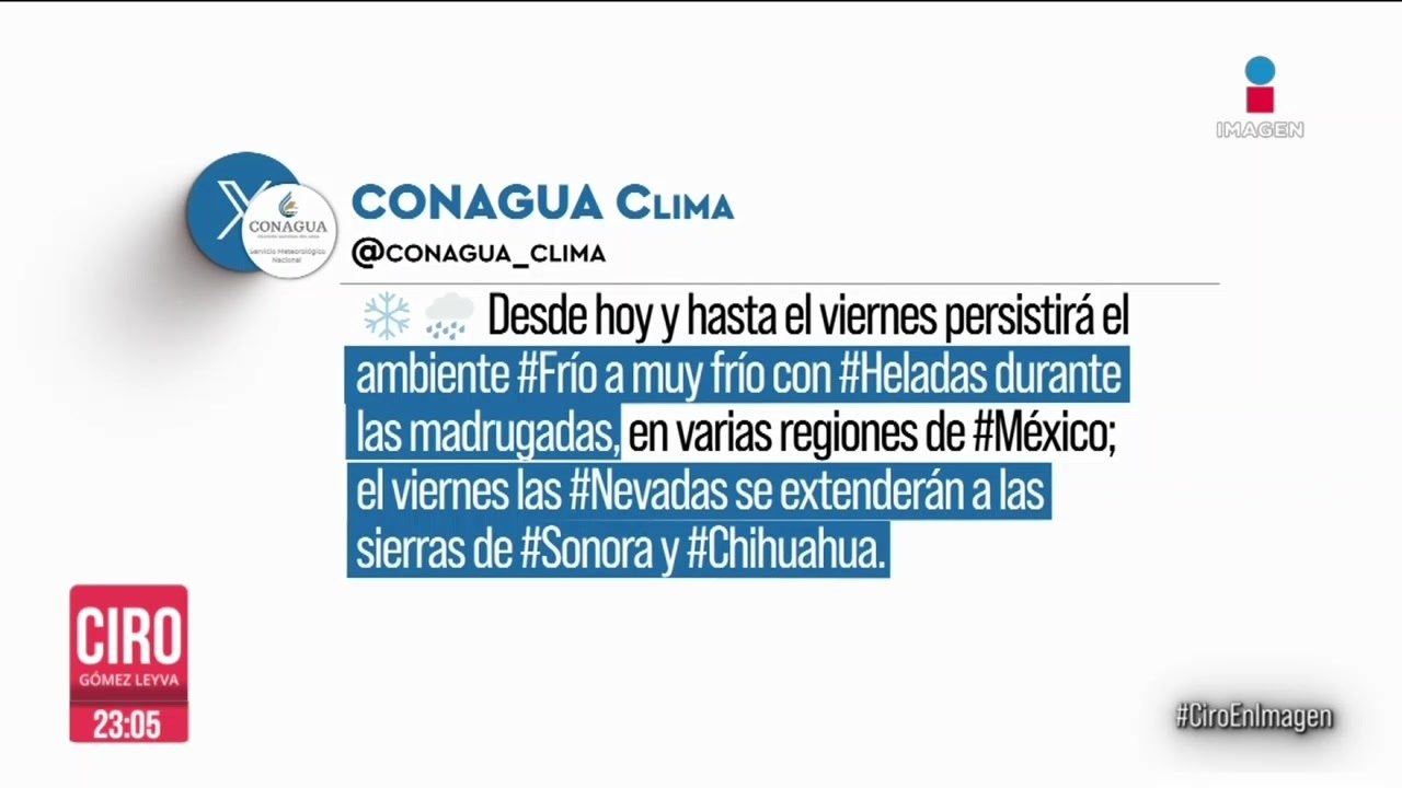Frente Frío 19 provocará heladas en varias regiones de México