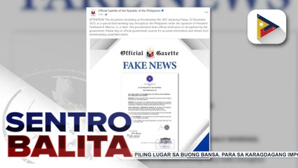 Malakanyang, tinawag na ‘fake news’ ang kumalat na proklamasyon hinggil sa pagdedeklara sa Dec. 22 na Special Half-Working Day