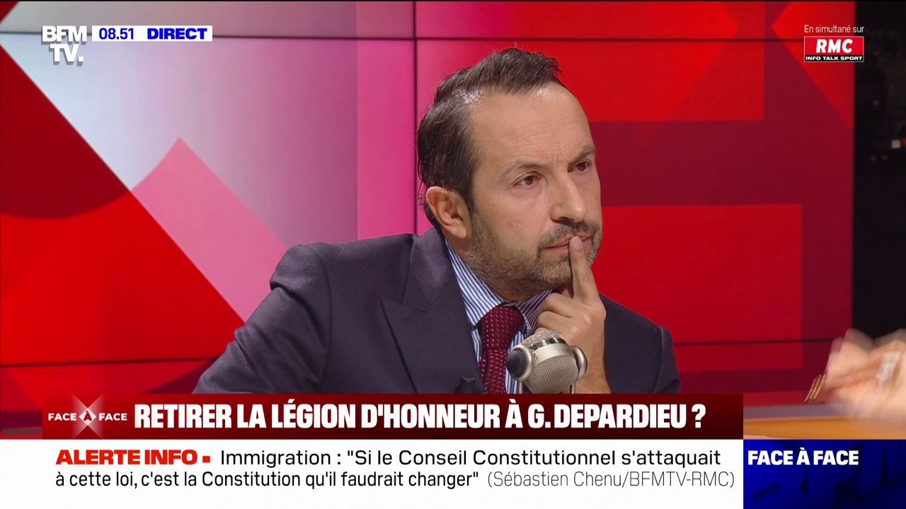 Gérard Depardieu: "La Légion d'honneur ne s'enlève pas sur des propos ou des critères moraux", déclare Sébastien Chenu