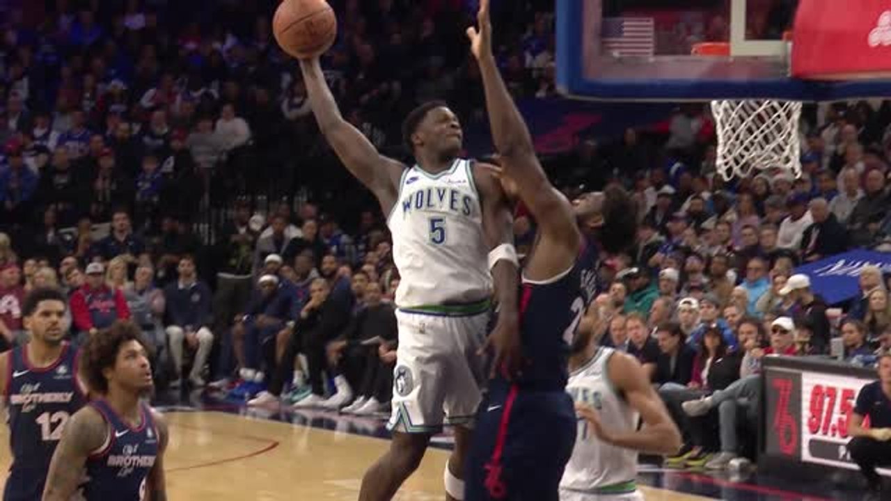 Edwards nearly posterizes Embiid