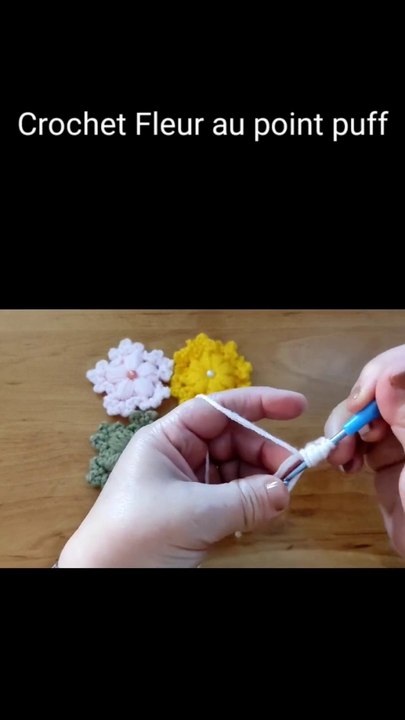 Crochet fleur au point puff #crochetfacile #crochet_for_beginners وردة بغرزة الباف المنتفخة