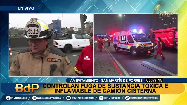 Vía Evitamiento: controlan fuga de sustancia tóxica e inflamable de camión cisterna en SMP