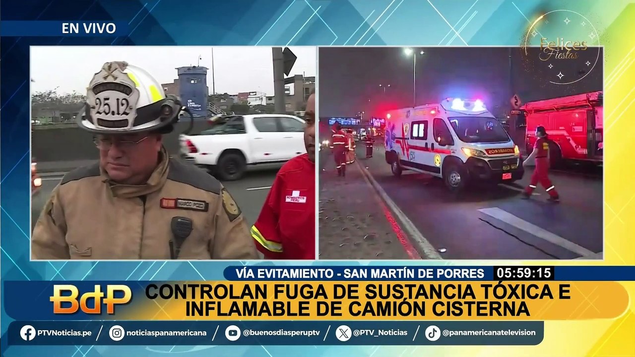 Vía Evitamiento: controlan fuga de sustancia tóxica e inflamable de camión cisterna en SMP