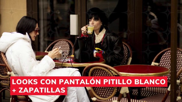 looks con pantalón pitillo blanco + zapatillas