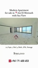 Sea View Apartment for Sale in #AinElMreisseh