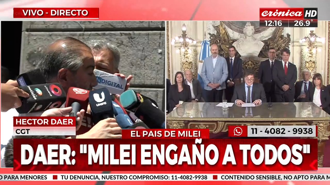 Héctor Daer, sobre el DNU de Milei: "Esto destruye las instituciones democráticas de nuestro país"