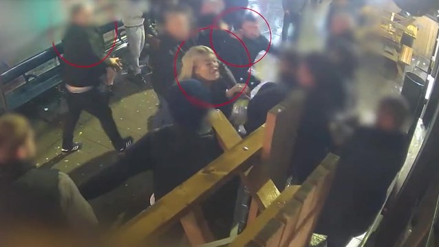 Moment football thug punches pub security guard caught on camera