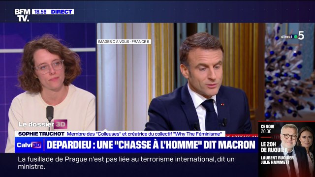 Ces propos m'ont choqué : Sophie Truchot (membre des Colleuses et créatrice du collectif Why The Féminisme ) réagit aux propos d'Emmanuel Macron sur un possible retrait de la Légion d'honneur de Gérard Depardieu